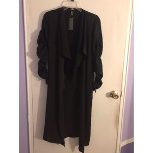 Black long,silk, lightweight jacket
